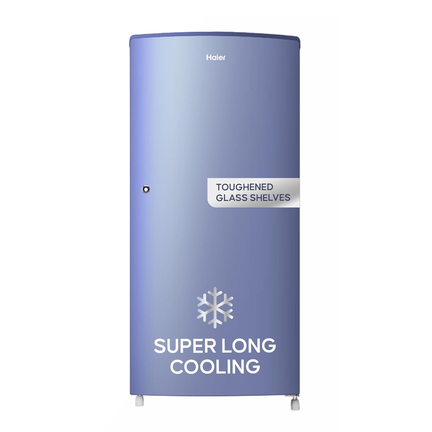 Haier 185 L, 2-Star Direct-Cool Single Door Refrigerator with DEFT Technology & Large Vegetable Box (HED-19TRB-N, Radish Blue)