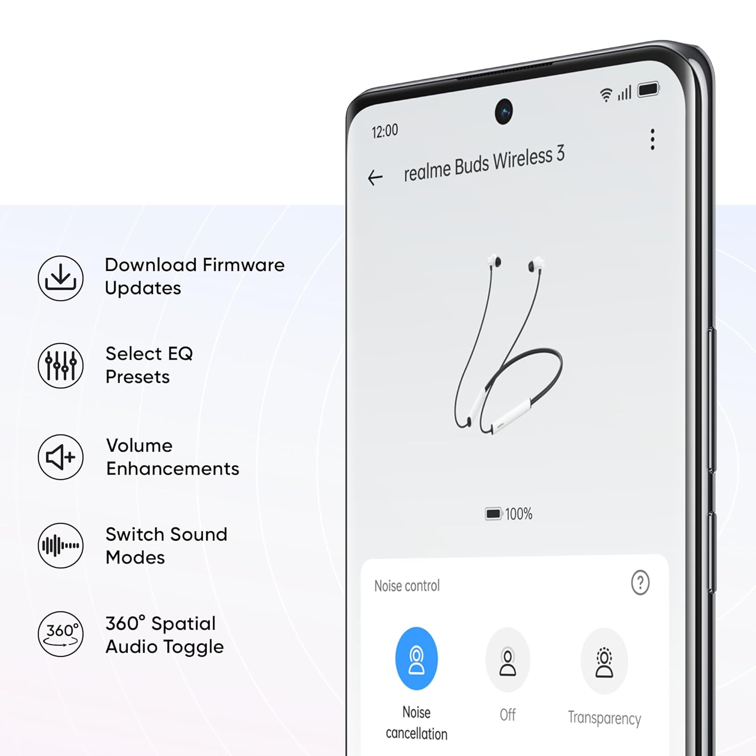 realme Buds Wireless 3 in Ear Bluetooth Headphones,30dB ANC, Spatial Audio,13.6mm Dynamic Bass Driver,Upto 40 Hours Playback, Fast Charging, 45ms Low Latency for Gaming,Dual Device Connection (Black)
