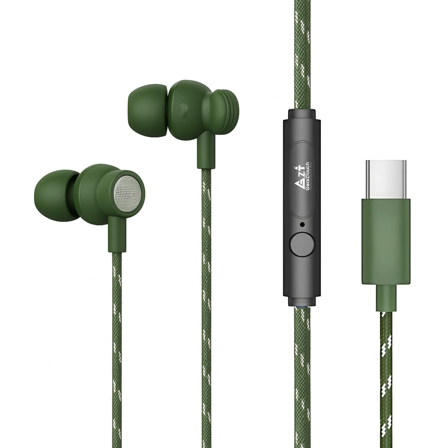 GEARZTOUCH Oasis inEar TypeC Earphone, in-Line Volume Controller & Powerful HD Mic, Clear Sound, Noise Isolation Compatible with Oneplus, Samsung, Oppo,Vivo,Redmi Having only TypeC Port- Intense Black