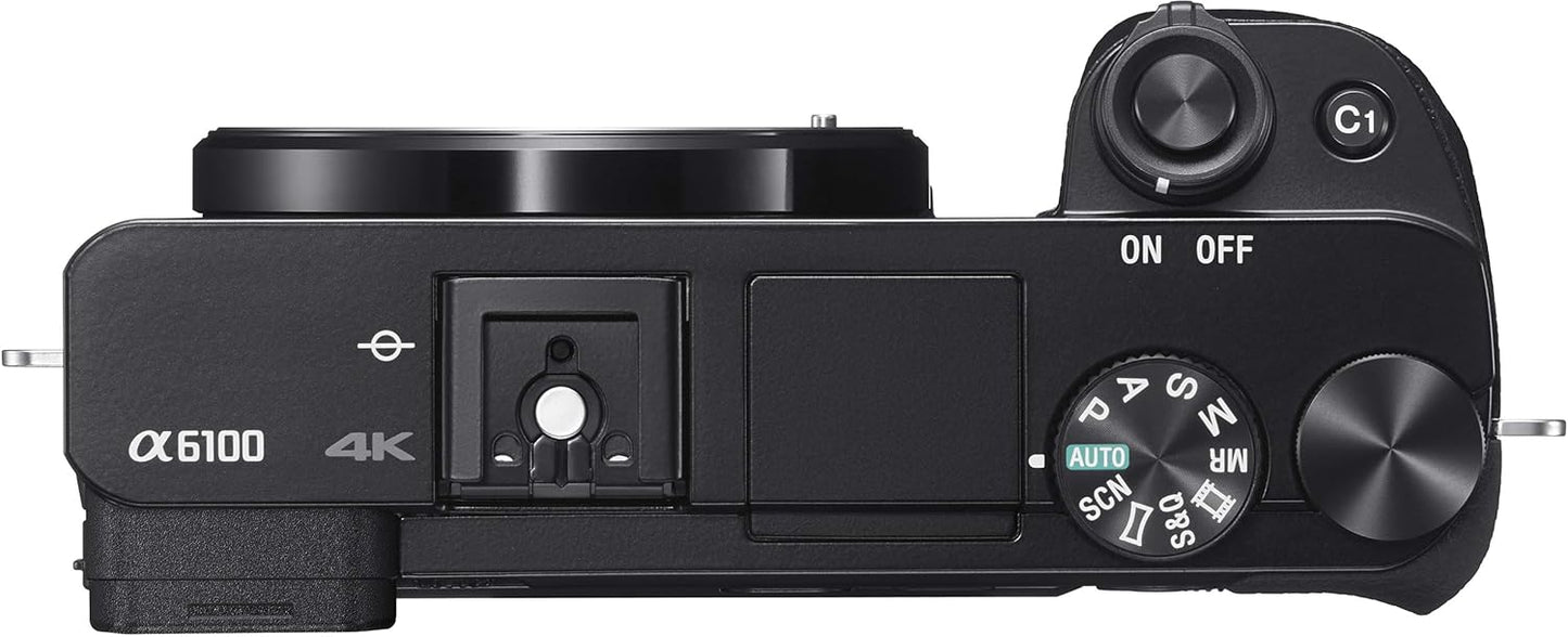 Sony New Alpha ILCE-6100X (Previously ILCE-6100Y) with Upgraded SELP1650 (Ver 2) Power Zoom Lens + SEL55210 Lens | 24.2 MP | APS-C Sensor | Fast Auto Focus | Tiltable LCD – Black