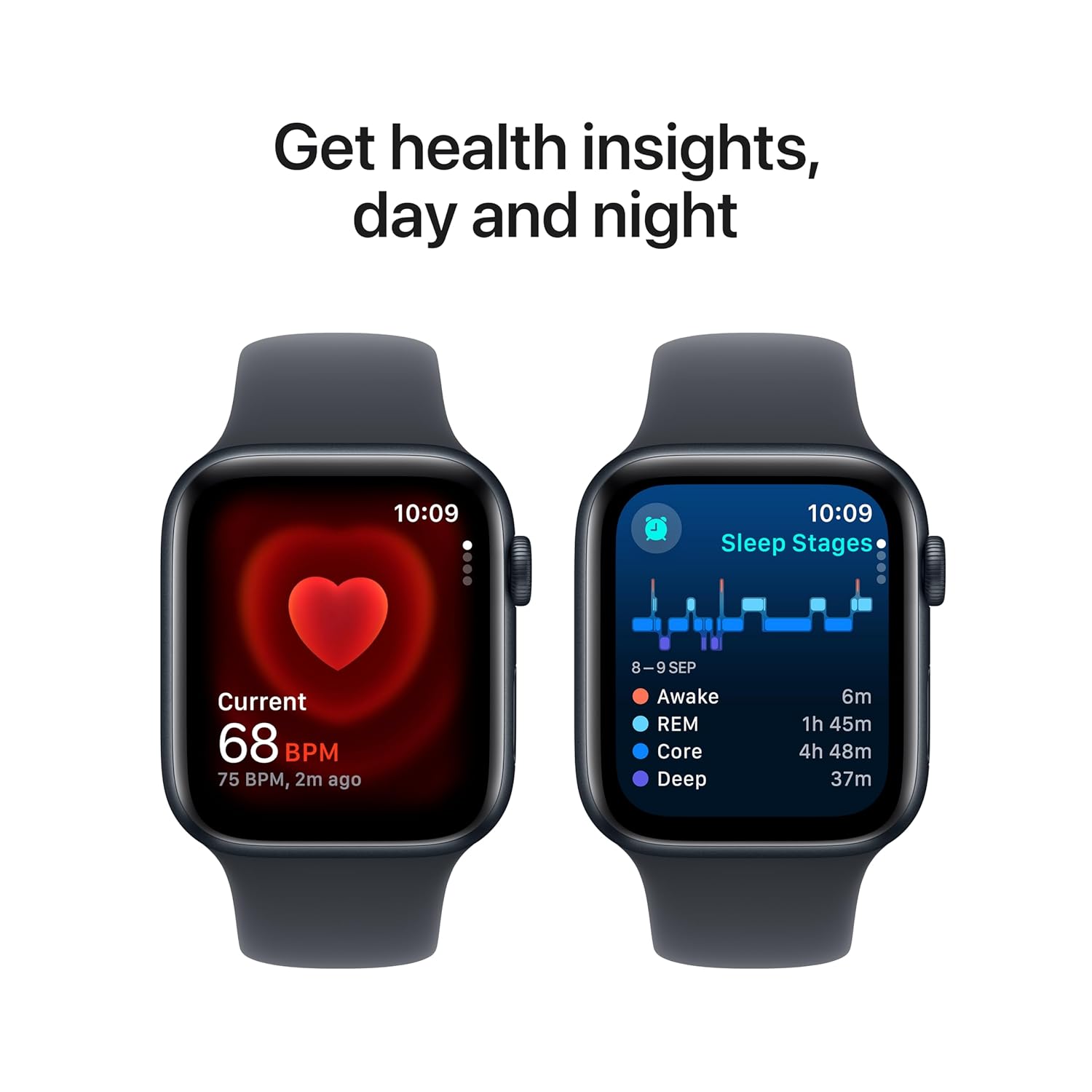Apple Watch SE (2nd Gen, 2023) [GPS 44mm] Smartwatch with Midnight Aluminum Case with Midnight Sport Band. Fitness & Sleep Tracker, Crash Detection, Heart Rate Monitor, Retina Display