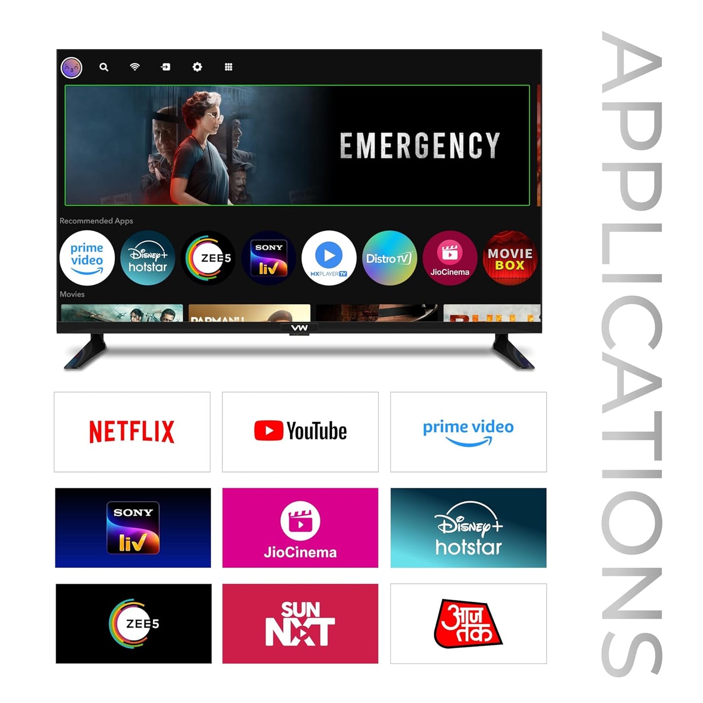 VW 80 cm (32 inches) Playwall Frameless Series HD Ready Android Smart LED TV VW32F5