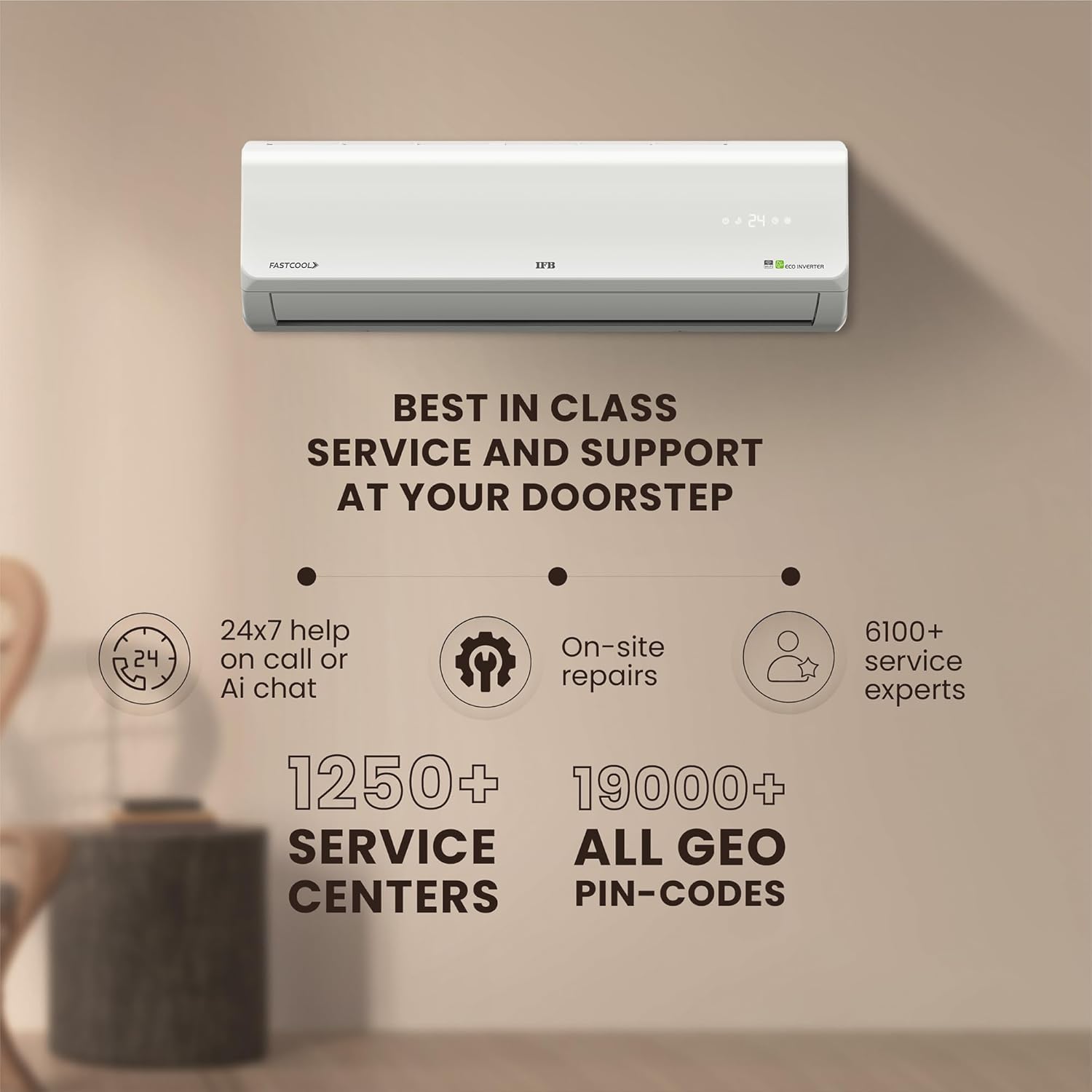 IFB 2025 Model Silver Plus Smart Series 1.5 Ton 3 Star In-built Wifi Split AC with HD Compressor, AI, Dual Gold Fin & 8-in-1 Flexi Mode - White (CI173SL22SGM1, Copper Condenser