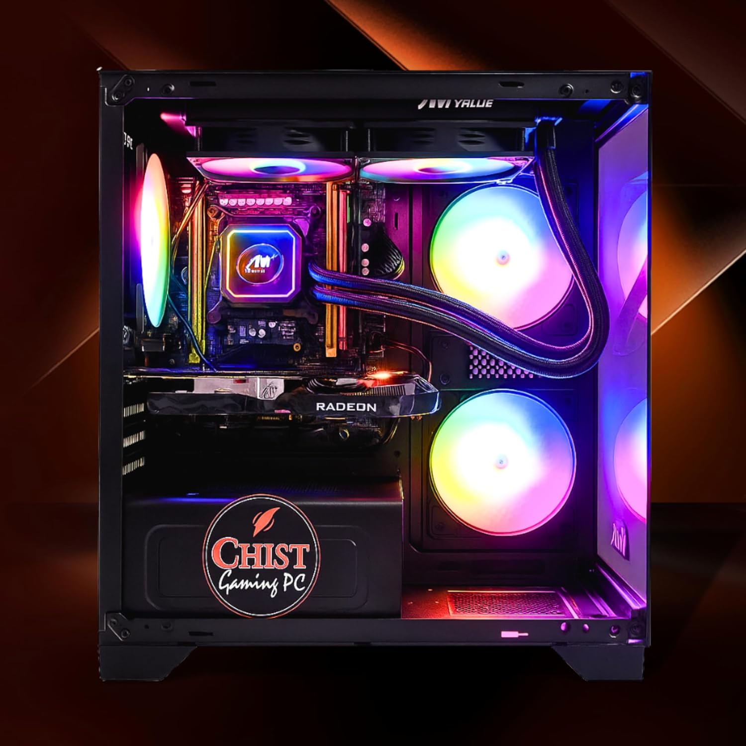 CHIST Workstation RYZEN 7 5700X (8 cores 16 Threads,DDR4 32GB Ram,1TB NVMe SSD, RX 6500 XT DDR6 4GB Graphic Card, 650W PSU Liquid Cooler 3 RGB Fan Windows 11 Pro WI-FI Bluetooth)