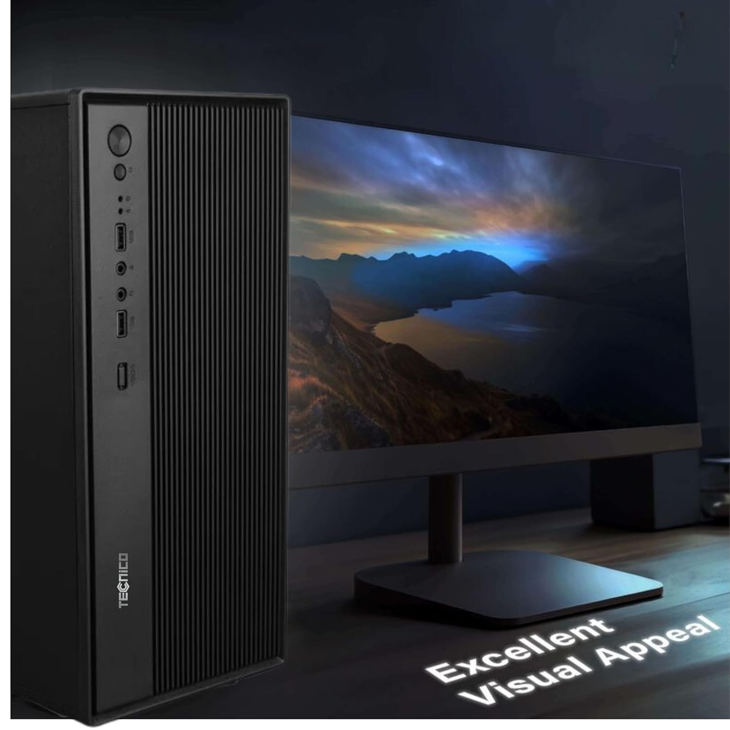 TECNICO Desktop Computer Set, Windows 11 Intel Core I3-4130, 8GB RAM, 128GB SSD, 20-Inch Monitor With Keyboard, Mouse And Speakers
