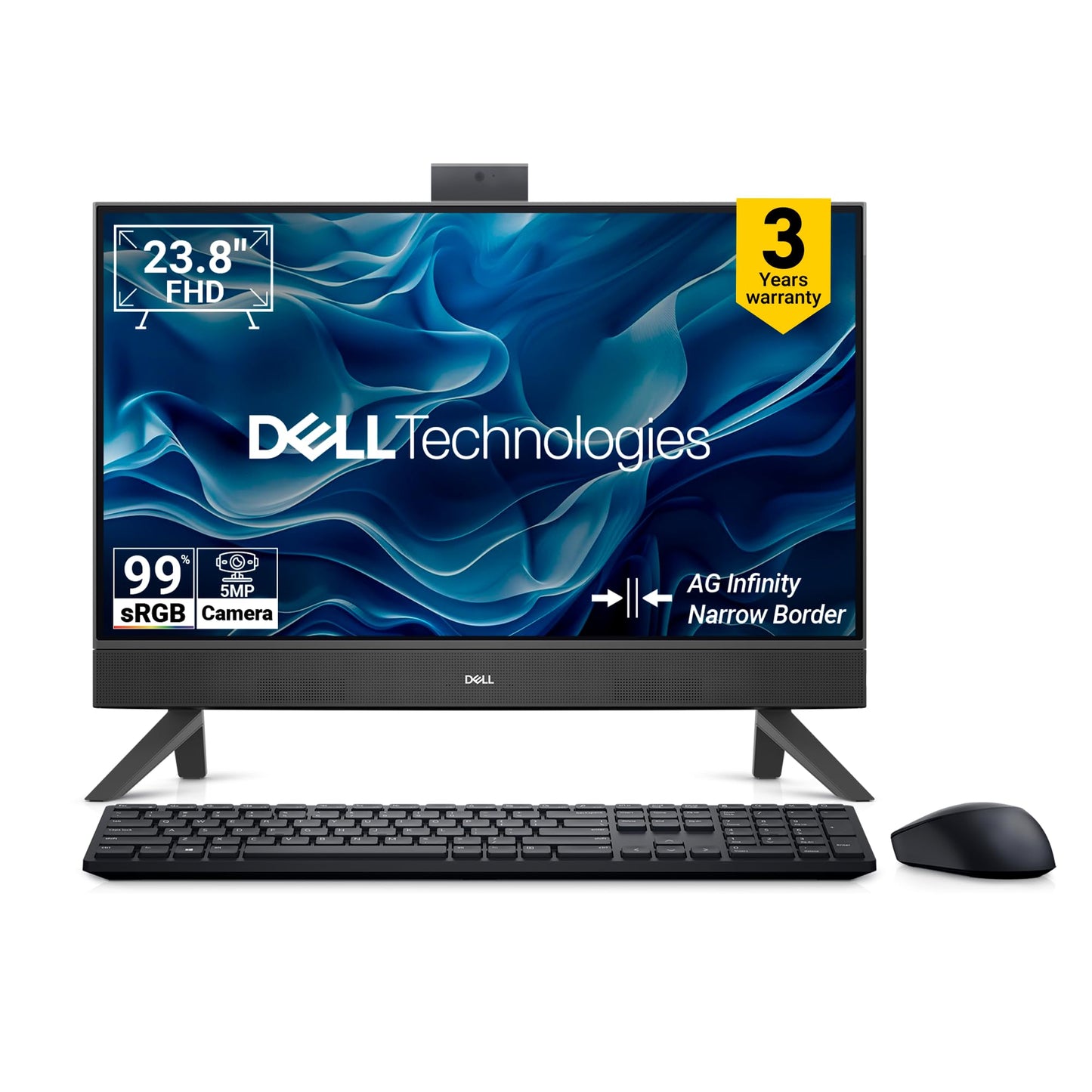 Dell AIO Inspiron 5430, i7-1355U, 16 GB, 512GB SSD, 23.8" FHD AG InfinityEdge Narrow Border IPS Infinity NT Display, Intel® Graphics, Win 11 + Office H&S 2024, Pearl White Cover+Molded