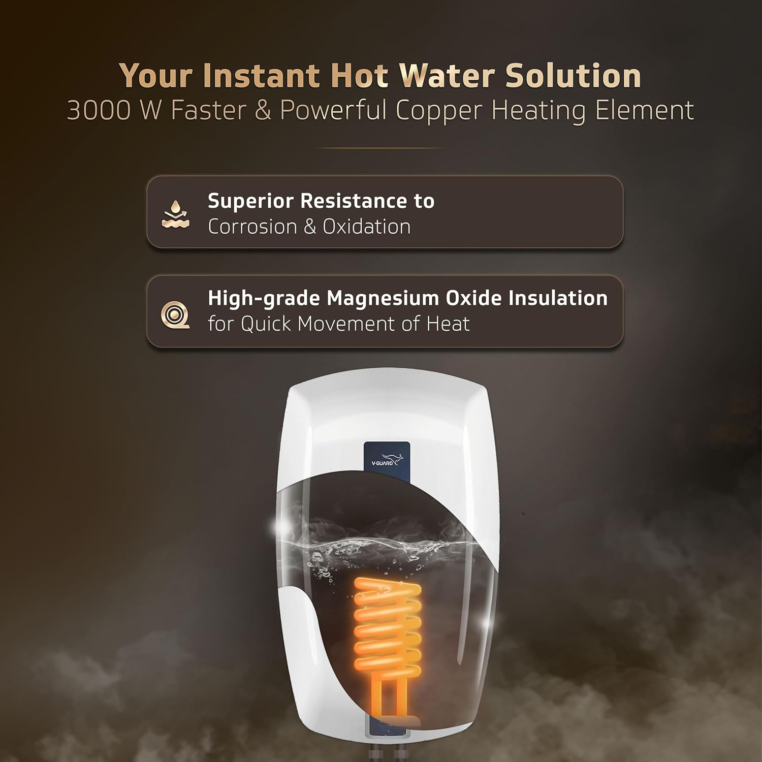 V-Guard Zio Instant Water Geyser | 3 Litre | 3000 W Heating | White-Blue | | 2 Year Warranty
