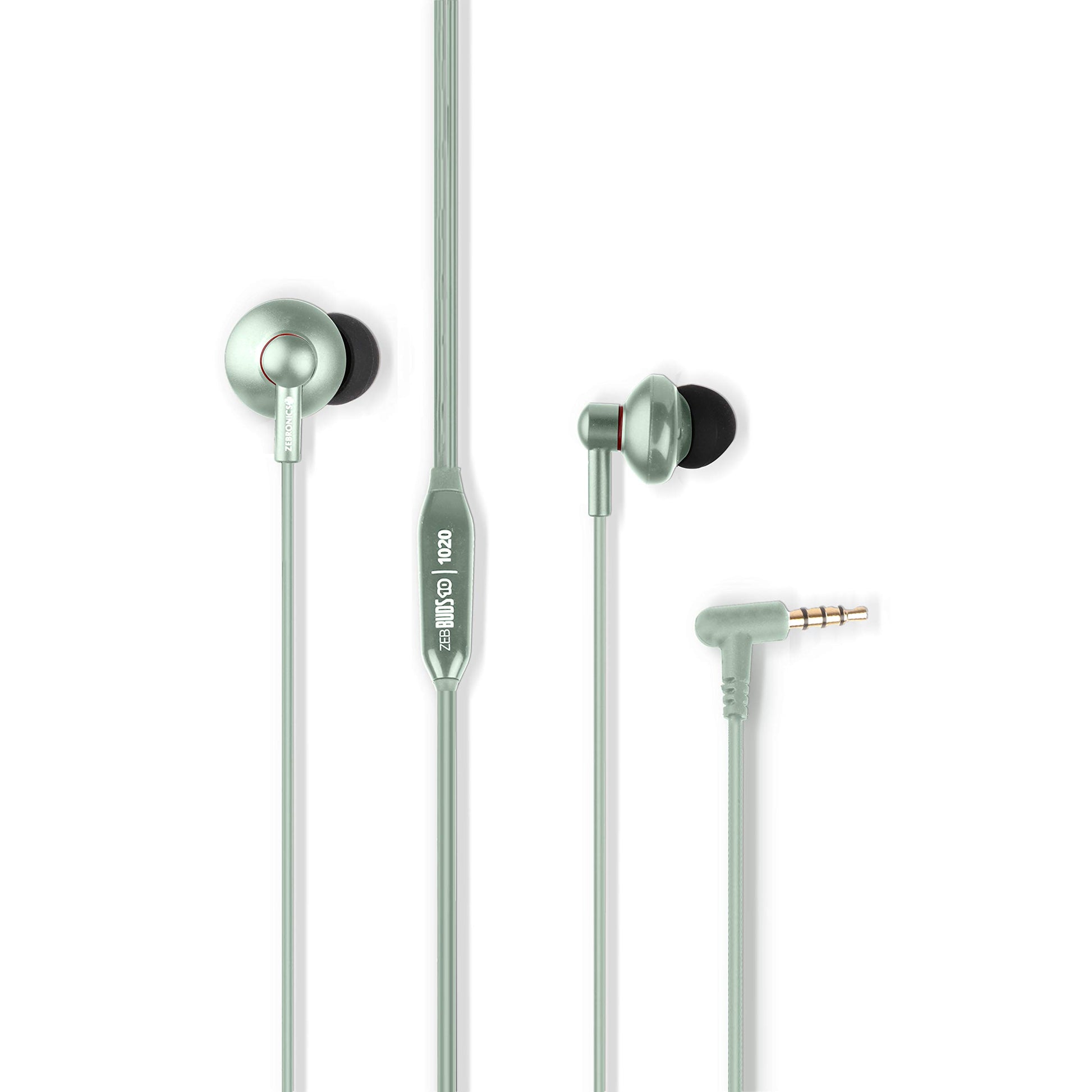Zebronics Zeb-Buds 10 (Red) In Ear Wired Earphones with Mic, Metallic Design, L Shaped Connector, 13.5mm NdFeb Drivers