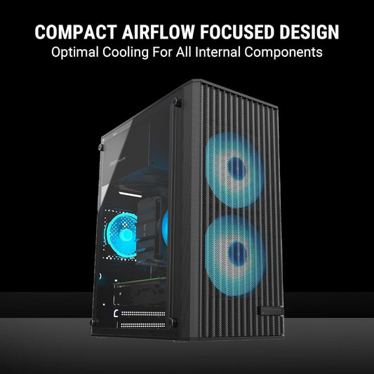 Fusionit Gaming Desktop PC Intel Core i7-2600, 16GB DDR3 RAM, 256GB SSD + 500GB HDD, Windows 11 with MS Office 2021, 19" Monitor, WiFi, RGB Keyboard & Mouse Included