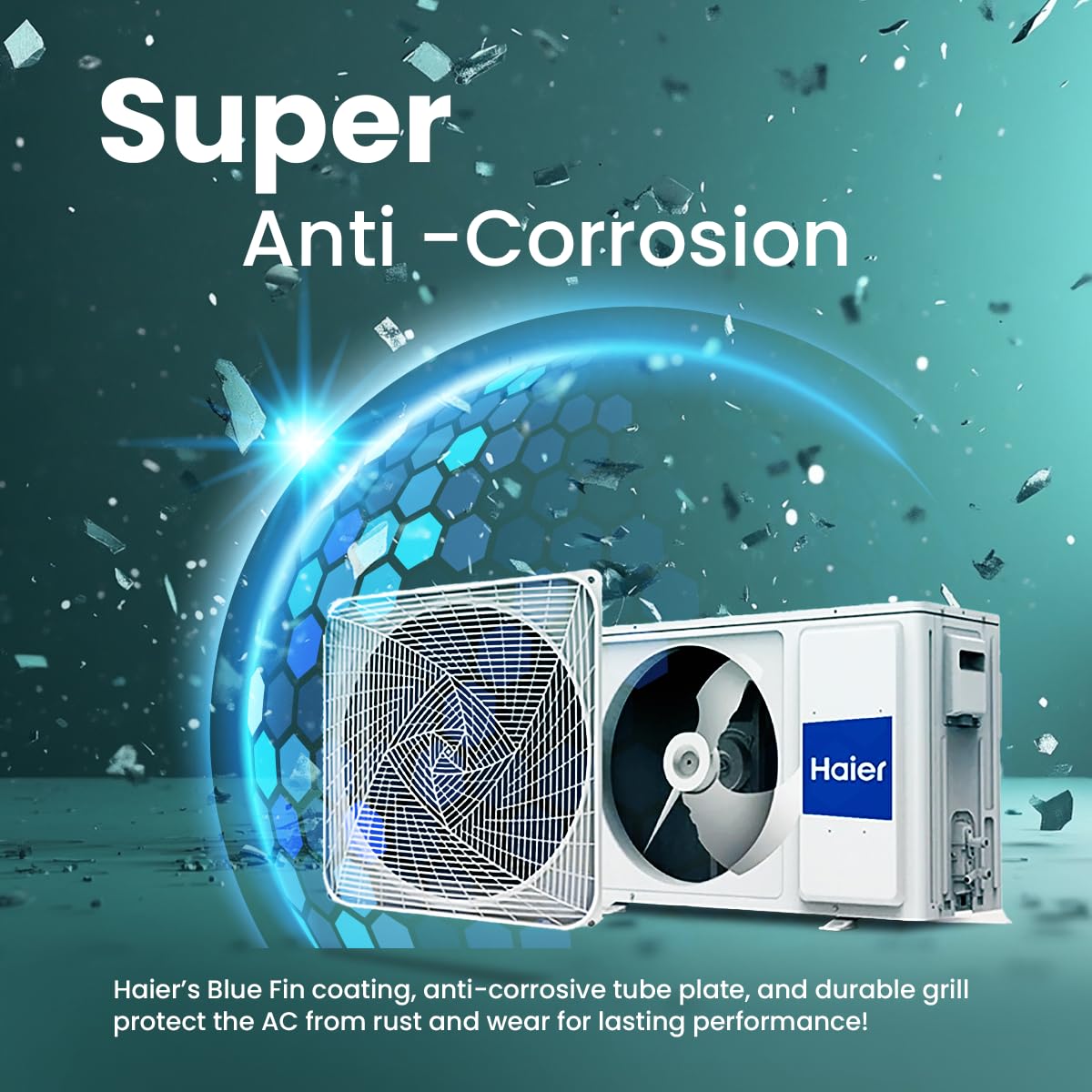 Haier 1.5 Ton 3 Star Twin Inverter Split AC (Copper, 5 in 1 Convertible, Anti Bacterial Filter, Cools at 54°C Temp, Long Air Throw - HSU17V-TMS3BN-INV, White)