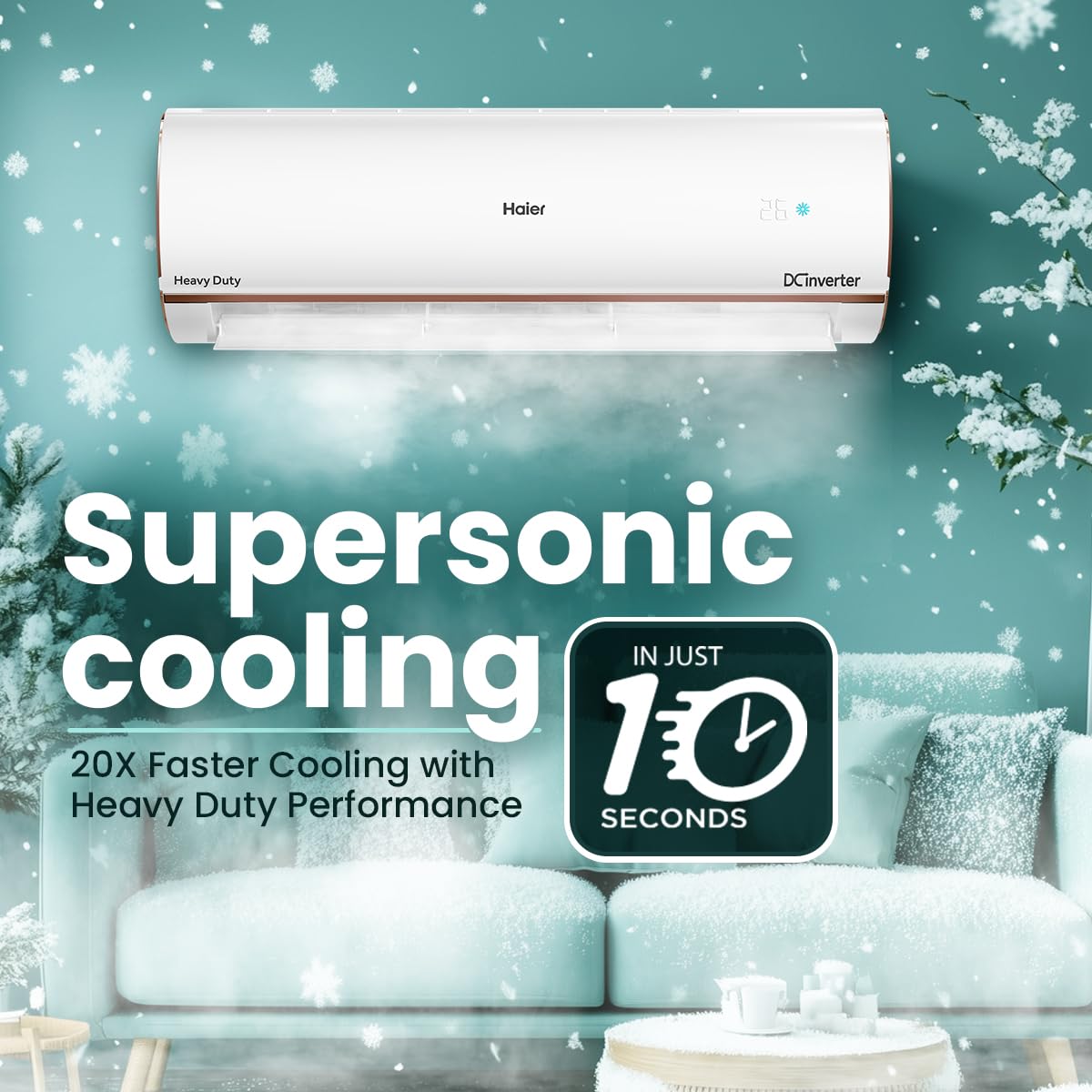 Haier 1 Ton 4 Star AI Climate Control Smart Split AC (3470W, Triple Inverter, Copper, Wi-Fi, 4-Way Swing, 7 in 1 Convertible, HD Filter, Cools at 60°C, 20 Mtrs Air Throw - HSU13K-PYAIR4BN-INV, White)