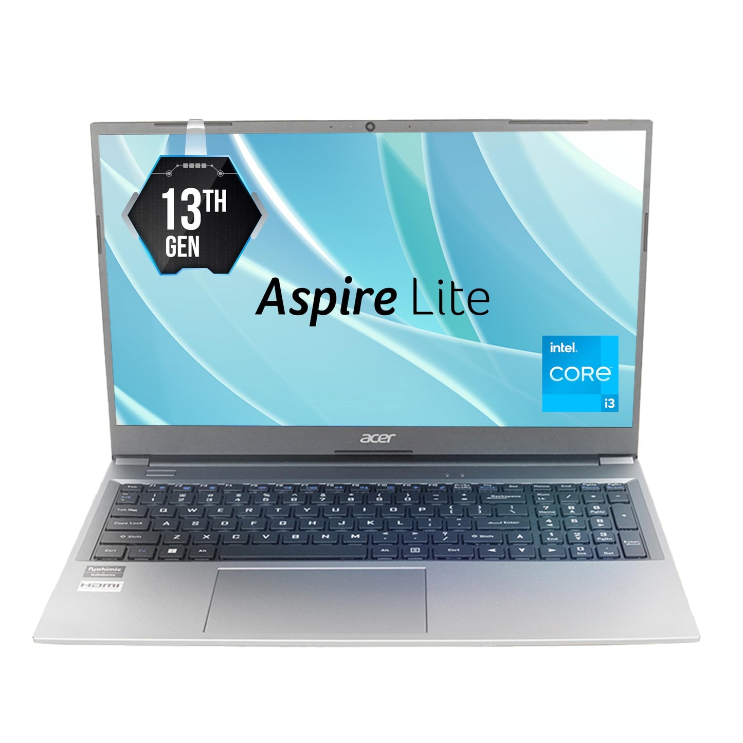 Acer Aspire Lite,13th Gen, Intel Core i3-1305U, 16GB RAM, 512GB SSD, Full HD, 15.6"/39.62cm, Windows 11 Home, Steel Gray, 1.59KG, AL15-53, Metal Body, 36 WHR, Thin and Light Premium Laptop