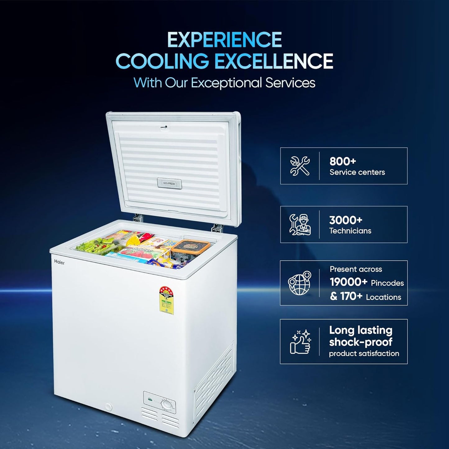 Haier HFC-175SM5, 5 Star Rating Single Door Convertible Deep Freezer, Inside Metal Liner with Deo Fresh and 4 Years Comprehensive Warranty (White)
