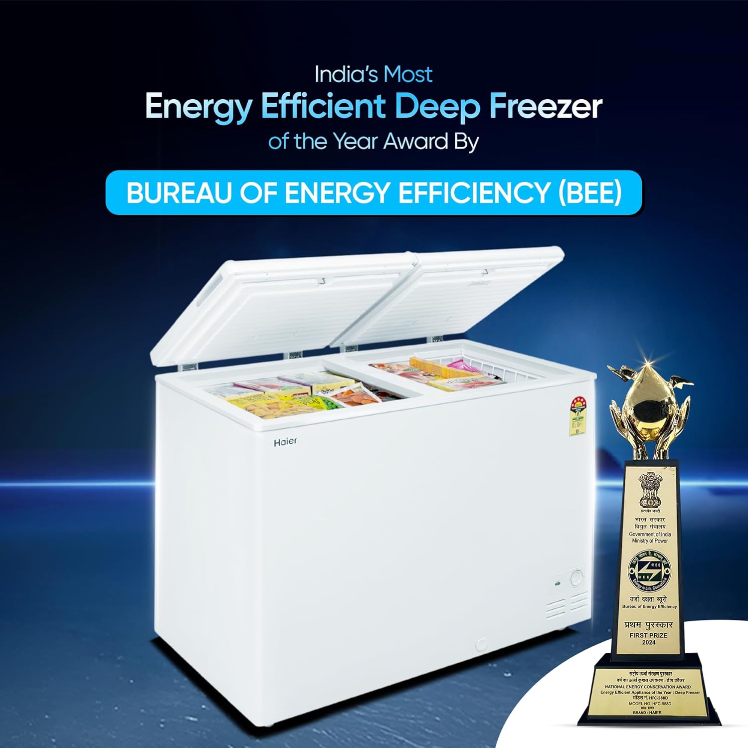 Haier HFC-320DM5, 5 Star Rating Double Door Convertible Deep Freezer, 5 Side Uniform Freezing, Heavy Duty Compressor, inside metal liner with 3 Layer Door Design (White)