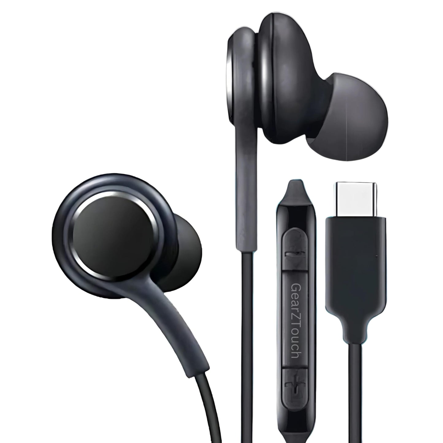 GEARZTOUCH Oasis inEar TypeC Earphone, in-Line Volume Controller & Powerful HD Mic, Clear Sound, Noise Isolation Compatible with Oneplus, Samsung, Oppo,Vivo,Redmi Having only TypeC Port- Intense Black