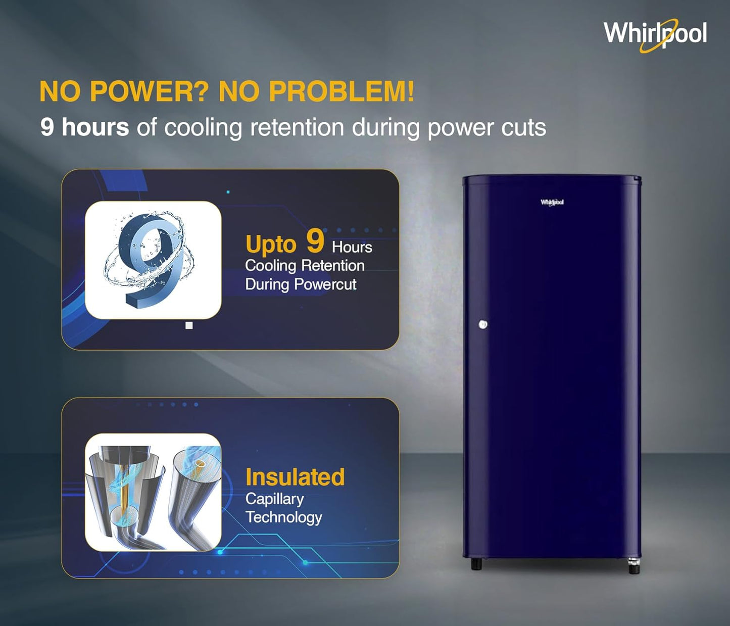 Whirlpool 184 L 2 Star Direct-Cool Single Door Refrigerator (205 WDE CLS 2S SAPPHIRE BLUE-Z, Blue,2023 Model)