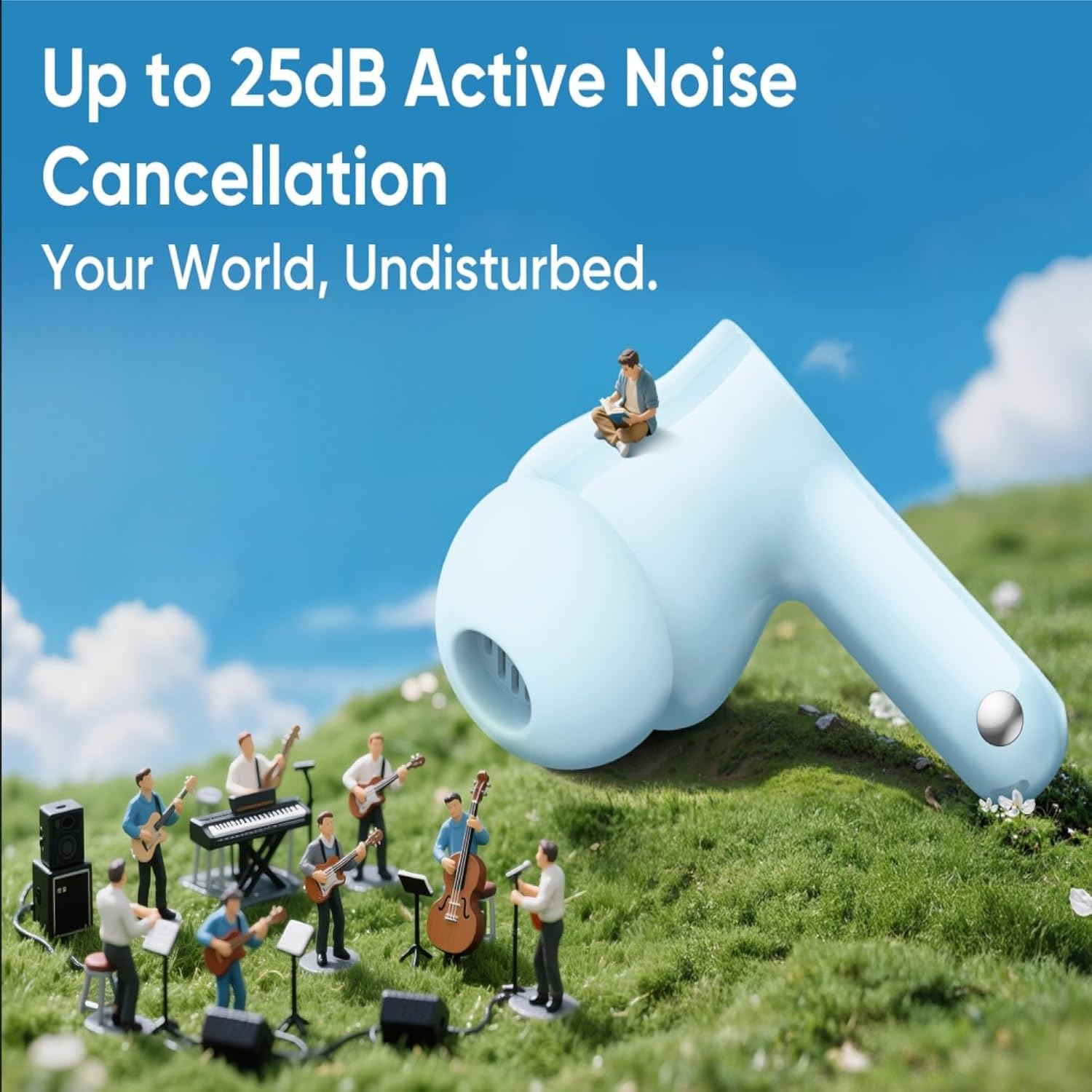 realme Buds T200x True Wireless Earbuds with 12.4mm Dynamic Bass Drivers, 25 dB ANC, Quad Mic, 45ms Latency, Upto 48 Hrs Playback, Fast Charge, IP55 Rated, BT 5.4 (Pure Black)