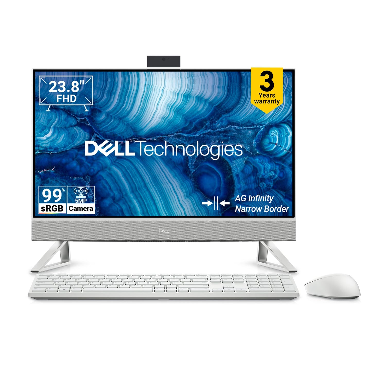Dell AIO Inspiron 5430, i7-1355U, 16 GB, 512GB SSD, 23.8" FHD AG InfinityEdge Narrow Border IPS Infinity NT Display, Intel® Graphics, Win 11 + Office H&S 2024, Pearl White Cover+Molded
