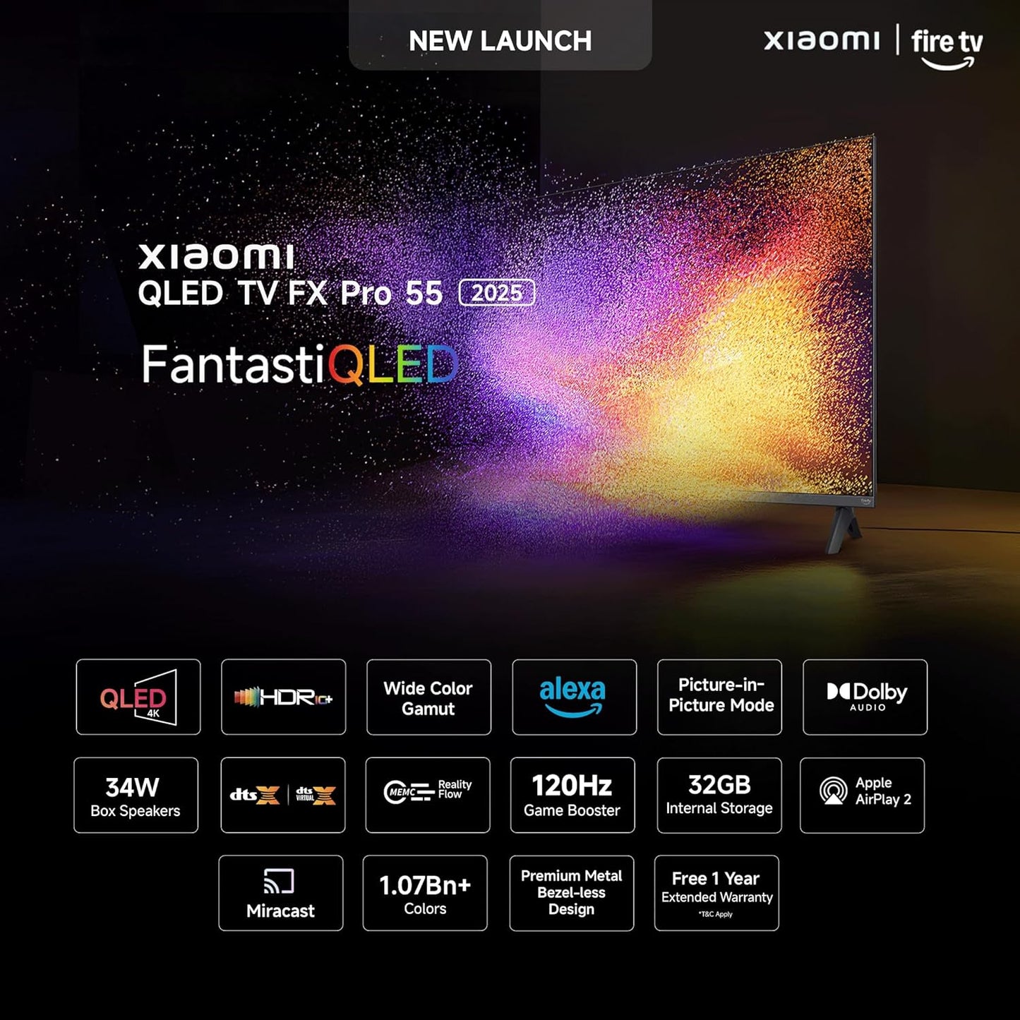 Xiaomi 138 cm (55 inch) FX Pro QLED Ultra HD 4K Smart Fire TV L55MB-FPIN