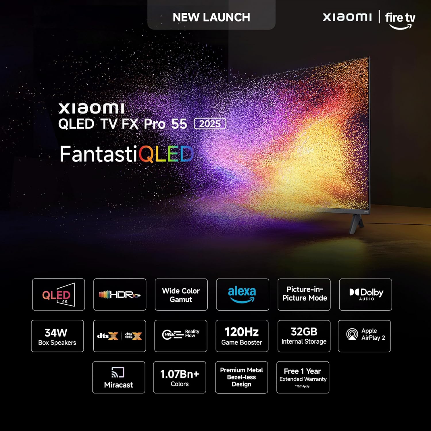 Xiaomi 138 cm (55 inch) FX Pro QLED Ultra HD 4K Smart Fire TV L55MB-FPIN