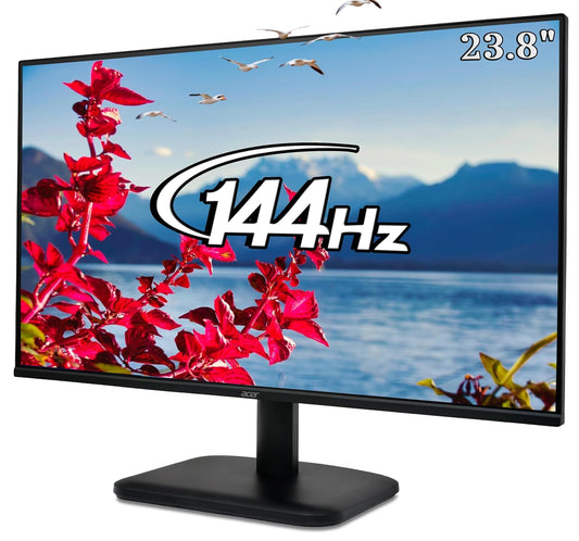 Acer EK240Y P6 P6 23.8 Inch IPS Full HD Backlit LED Monitor I 144Hz Refresh Rate, 1MS VRB Response Time, AMD FreeSync I 1 x VGA 1 x HDMI with Inbox HDMI Cable I Zero Frame Design I Eye Care I Black