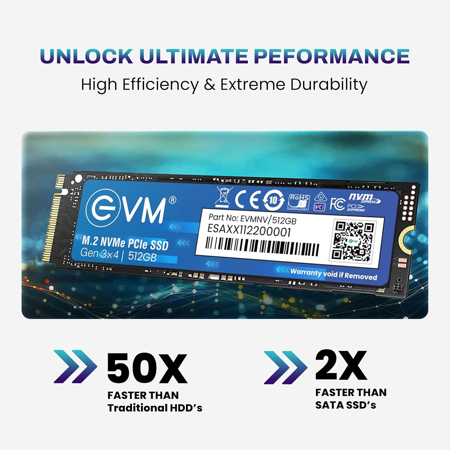 EVM 512GB Gen 3 NVMe (2280) InternalSSD - 3200MB/s Read - PCIe Gen 3x4-5-Year Warranty (EVMNV/512GB)
