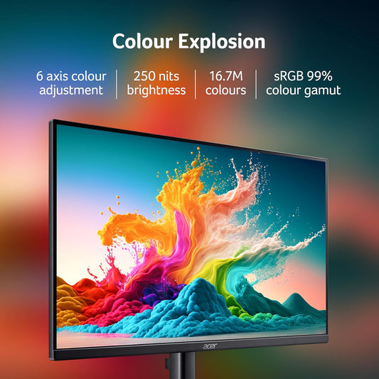 Acer KA270 P6 27 Inch IPS Full HD Backlit LED Monitor I 144Hz Refresh Rate, 1MS VRB, AMD FreeSync I 99% sRGB I 1 x VGA 1 x HDMI with Inbox HDMI Cable I Zero Frame Design I Eye Care I Stereo Speakers