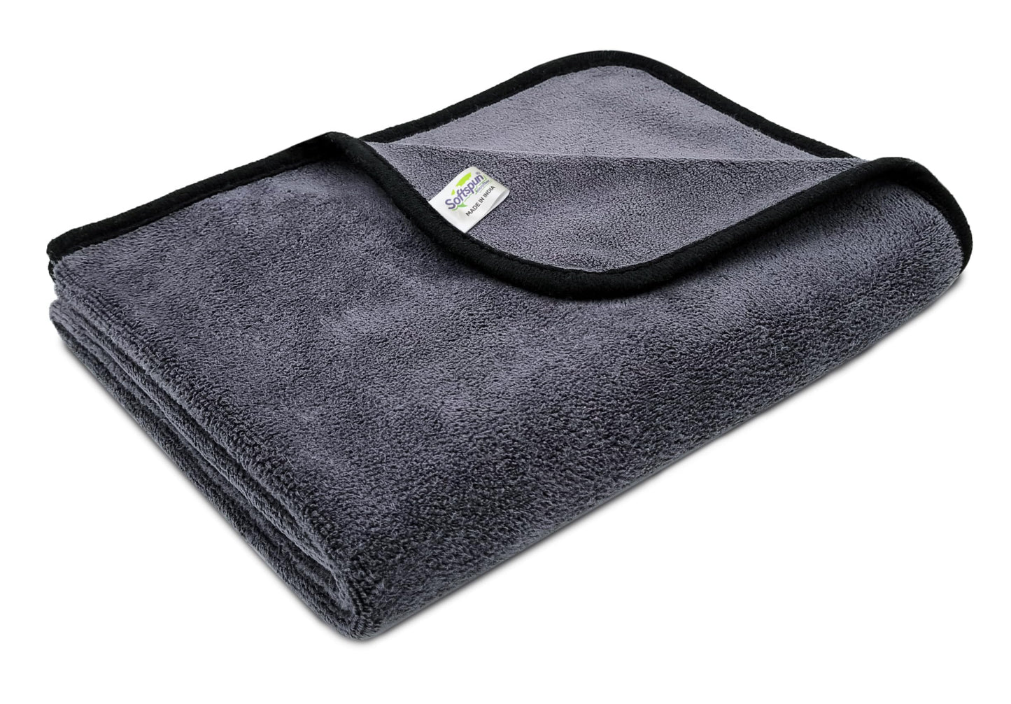 SOFTSPUN Microfiber Cloth - 4 pcs - 40x40 cms - 340 GSM Grey! Thick Lint & Streak-Free Multipurpose Cloths - Automotive Microfibre Towels for Car Bike Cleaning Polishing Washing & Detailing.