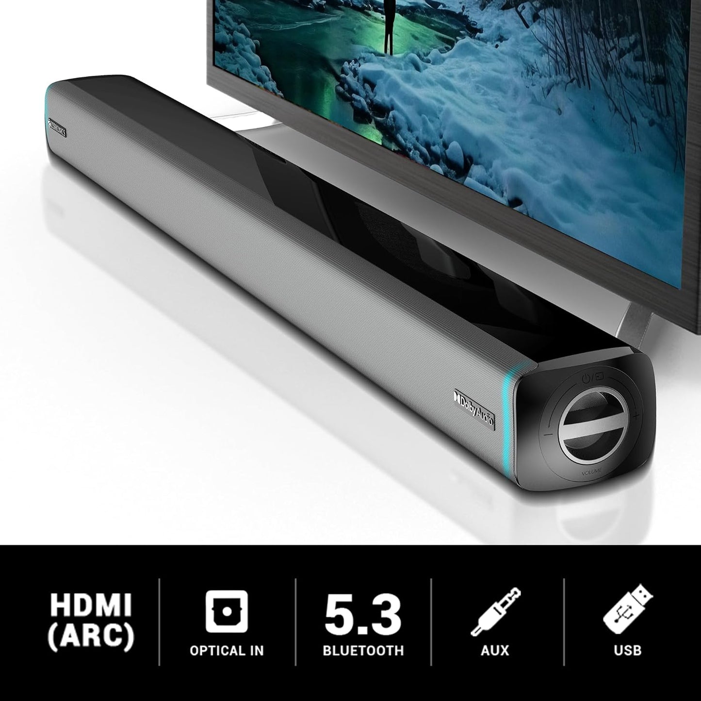 ZEBRONICS Juke bar 9550 pro 5.2 Soundbar (625 Watts), Dolby Audio, Dual Wireless Subwoofer & Wired Satellite, BT v5.3, HDMI ARC, Optical, Powerful Bass, RGB LED Lights, Wall Mountable, Silver