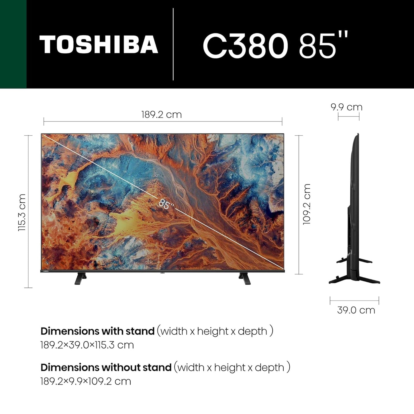 TOSHIBA 215 cm (85 inches) C380RP Series 4K Ultra HD Smart LED TV 85C380RP