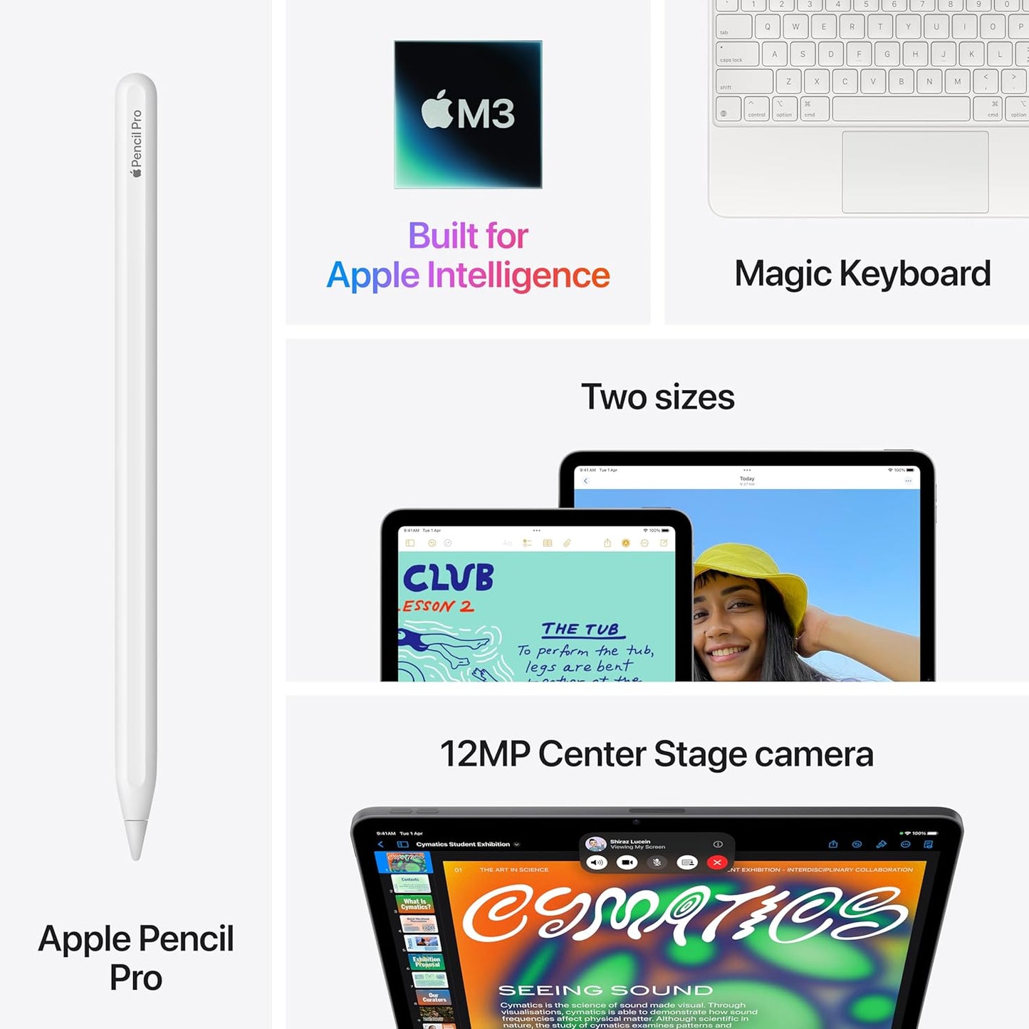 Apple iPad Air 11″ with M3 chip: Built for Apple Intelligence, Liquid Retina Display, 128GB, 12MP Front/Back Camera, Wi-Fi 6E, Touch ID, All-Day Battery Life — Space Gray