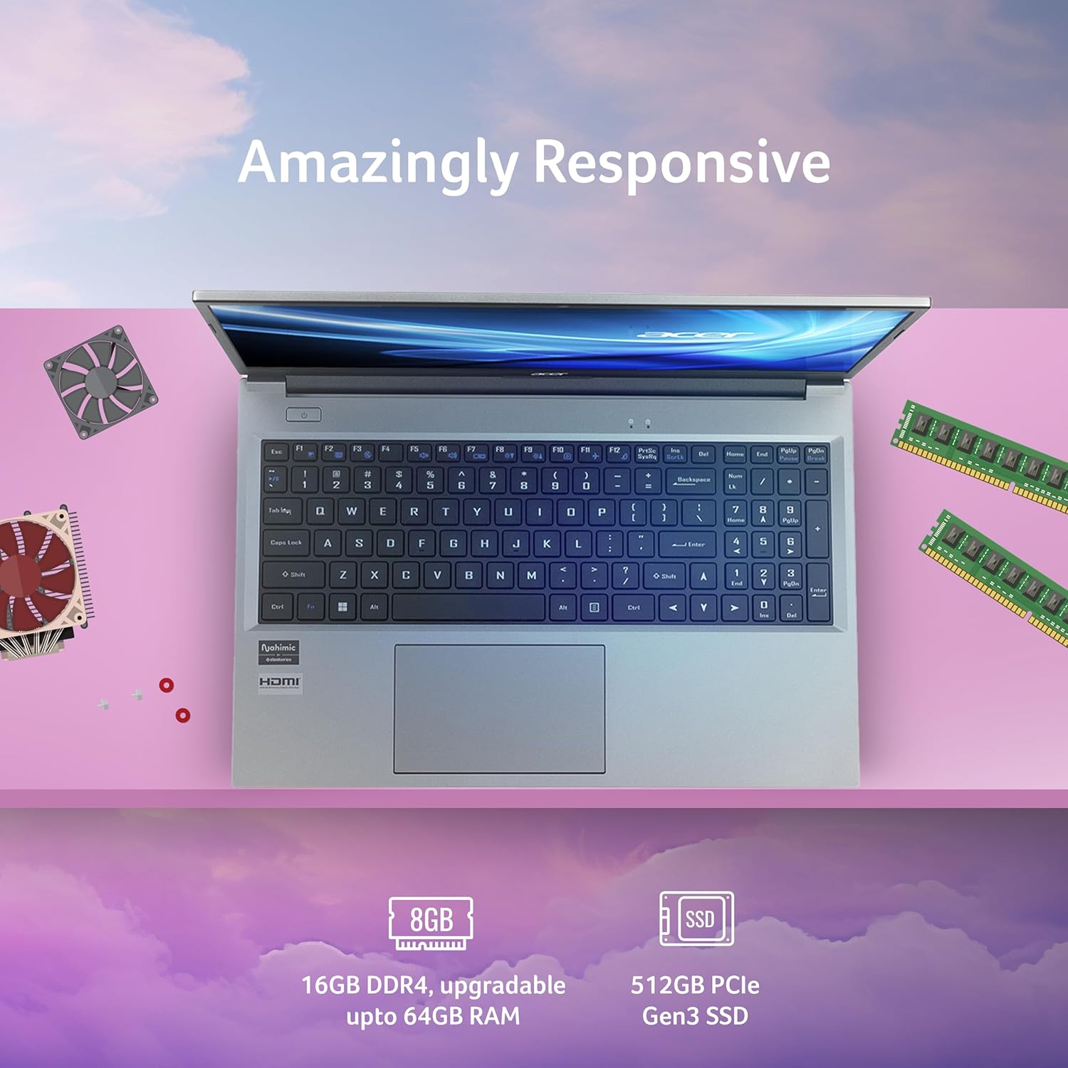 Acer Aspire Lite, 13th Gen, Intel Core i5-1334U, 16GB RAM, 512GB SSD, Full HD, 15.6"/39.62cm, Windows 11 Home, MS Office, Steel Gray, 1.59KG, AL15-53, Metal Body, Thin and Light Premium Laptop