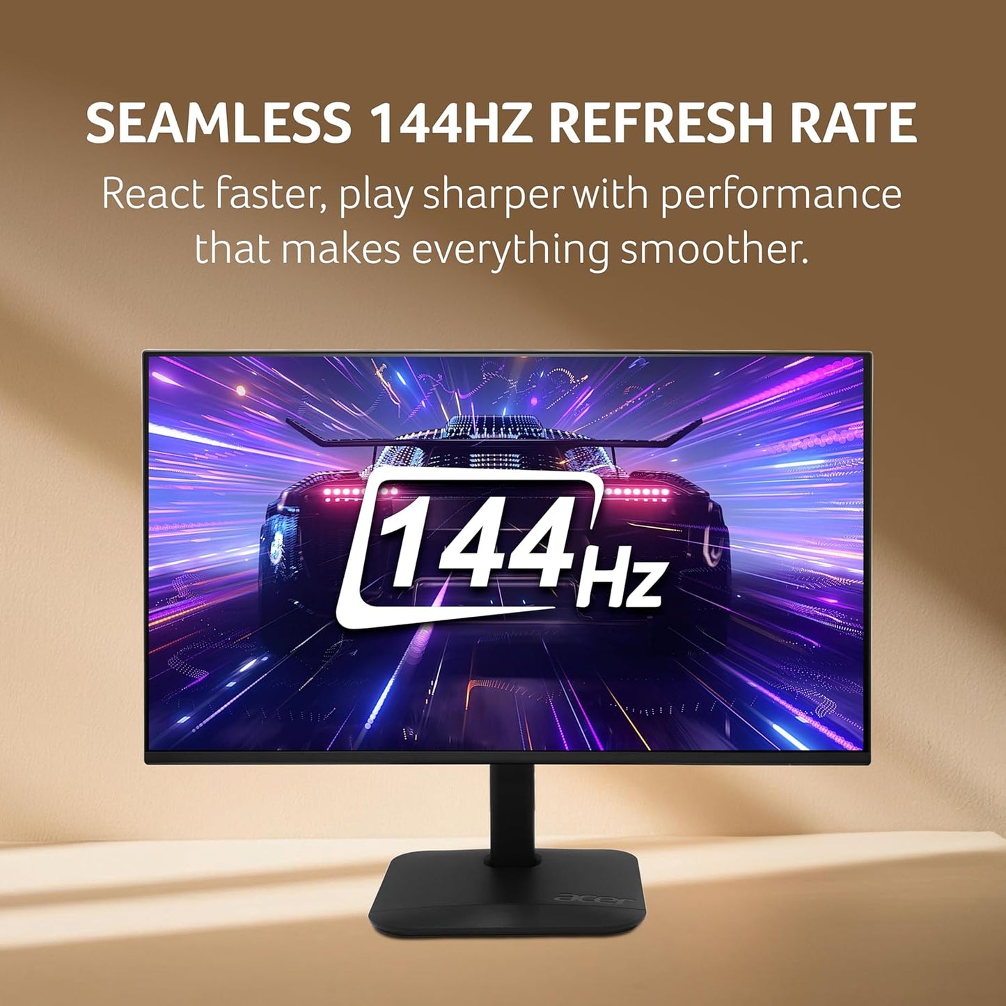 Acer KA270 P6 27 Inch IPS Full HD Backlit LED Monitor I 144Hz Refresh Rate, 1MS VRB, AMD FreeSync I 99% sRGB I 1 x VGA 1 x HDMI with Inbox HDMI Cable I Zero Frame Design I Eye Care I Stereo Speakers