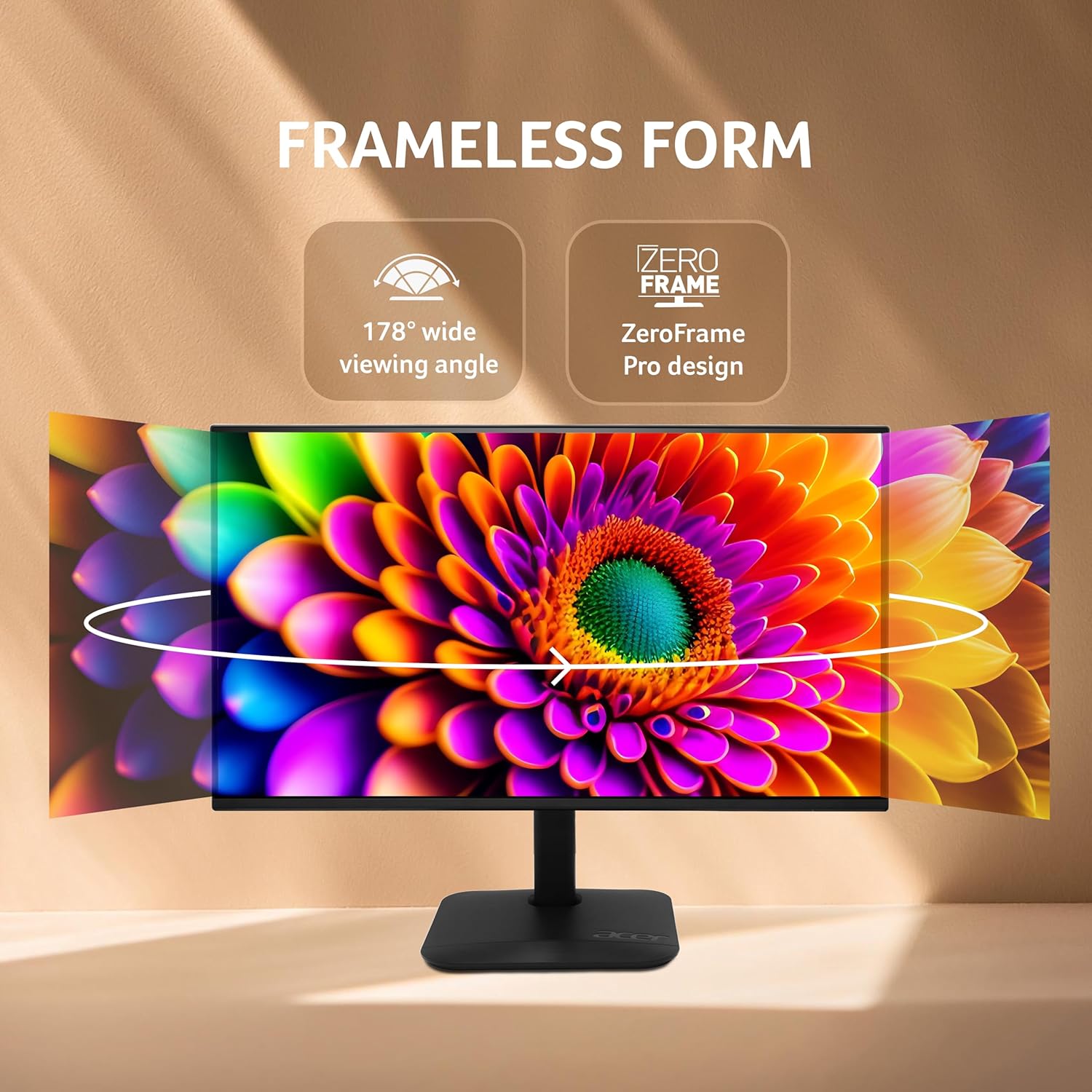 Acer KA270 P6 27 Inch IPS Full HD Backlit LED Monitor I 144Hz Refresh Rate, 1MS VRB, AMD FreeSync I 99% sRGB I 1 x VGA 1 x HDMI with Inbox HDMI Cable I Zero Frame Design I Eye Care I Stereo Speakers