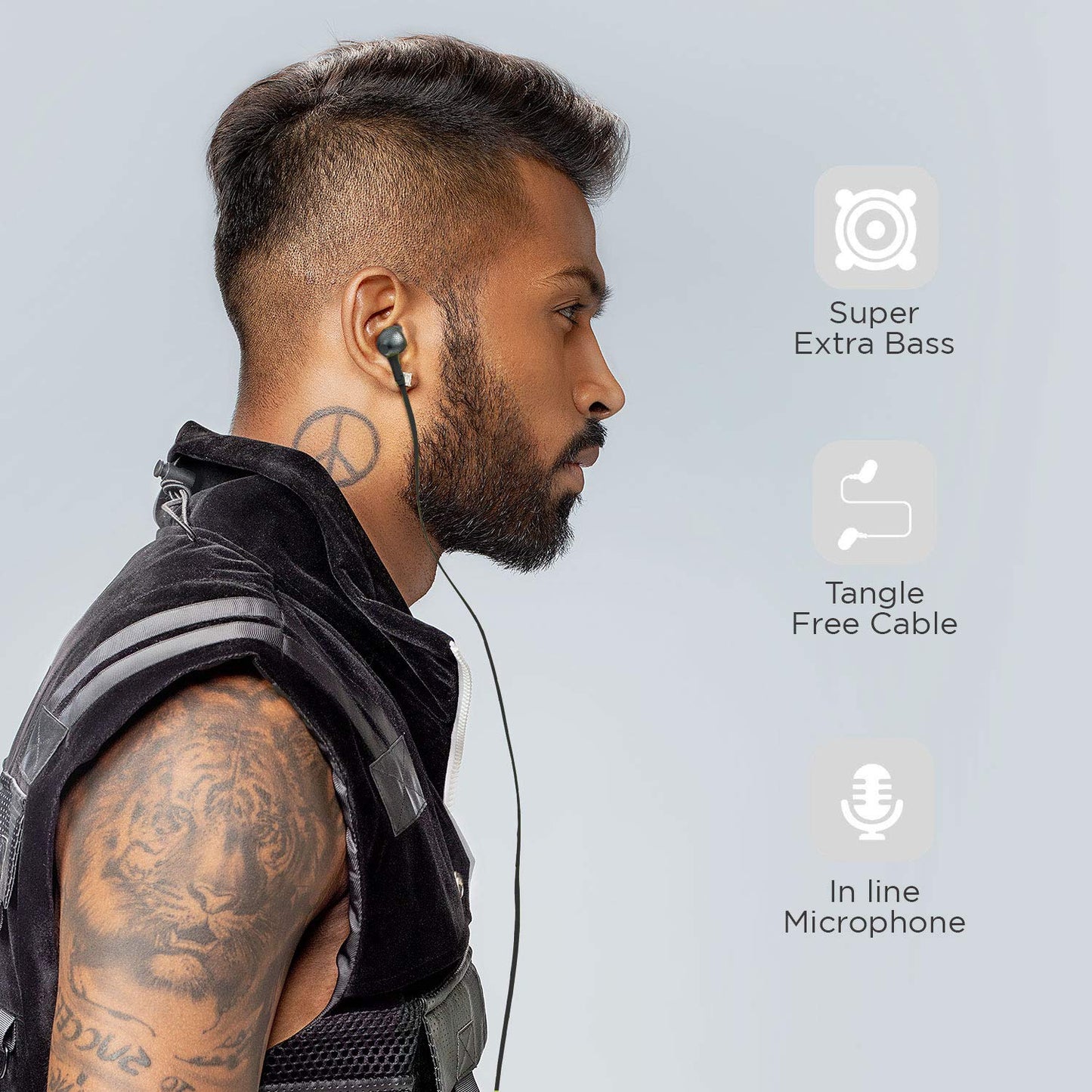 Boat BassHeads 225 in-Ear Super Extra Bass Headphones (Black)