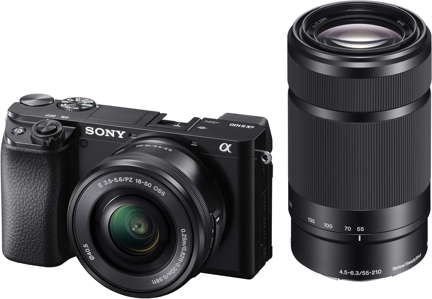 Sony New Alpha ILCE-6100X (Previously ILCE-6100Y) with Upgraded SELP1650 (Ver 2) Power Zoom Lens + SEL55210 Lens | 24.2 MP | APS-C Sensor | Fast Auto Focus | Tiltable LCD – Black
