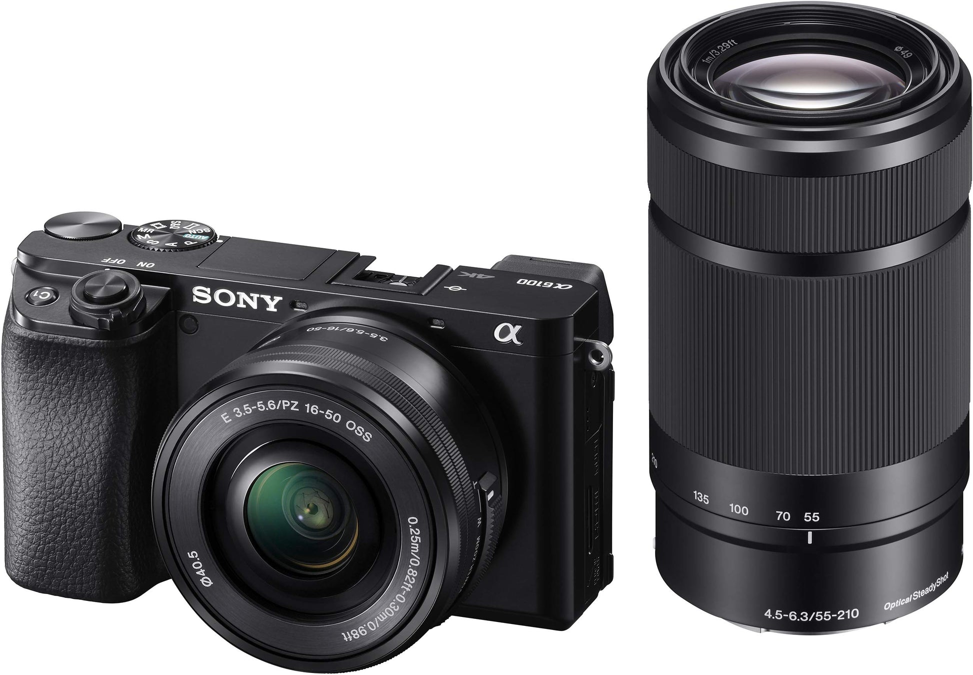 Sony New Alpha ILCE-6100X (Previously ILCE-6100Y) with Upgraded SELP1650 (Ver 2) Power Zoom Lens + SEL55210 Lens | 24.2 MP | APS-C Sensor | Fast Auto Focus | Tiltable LCD – Black