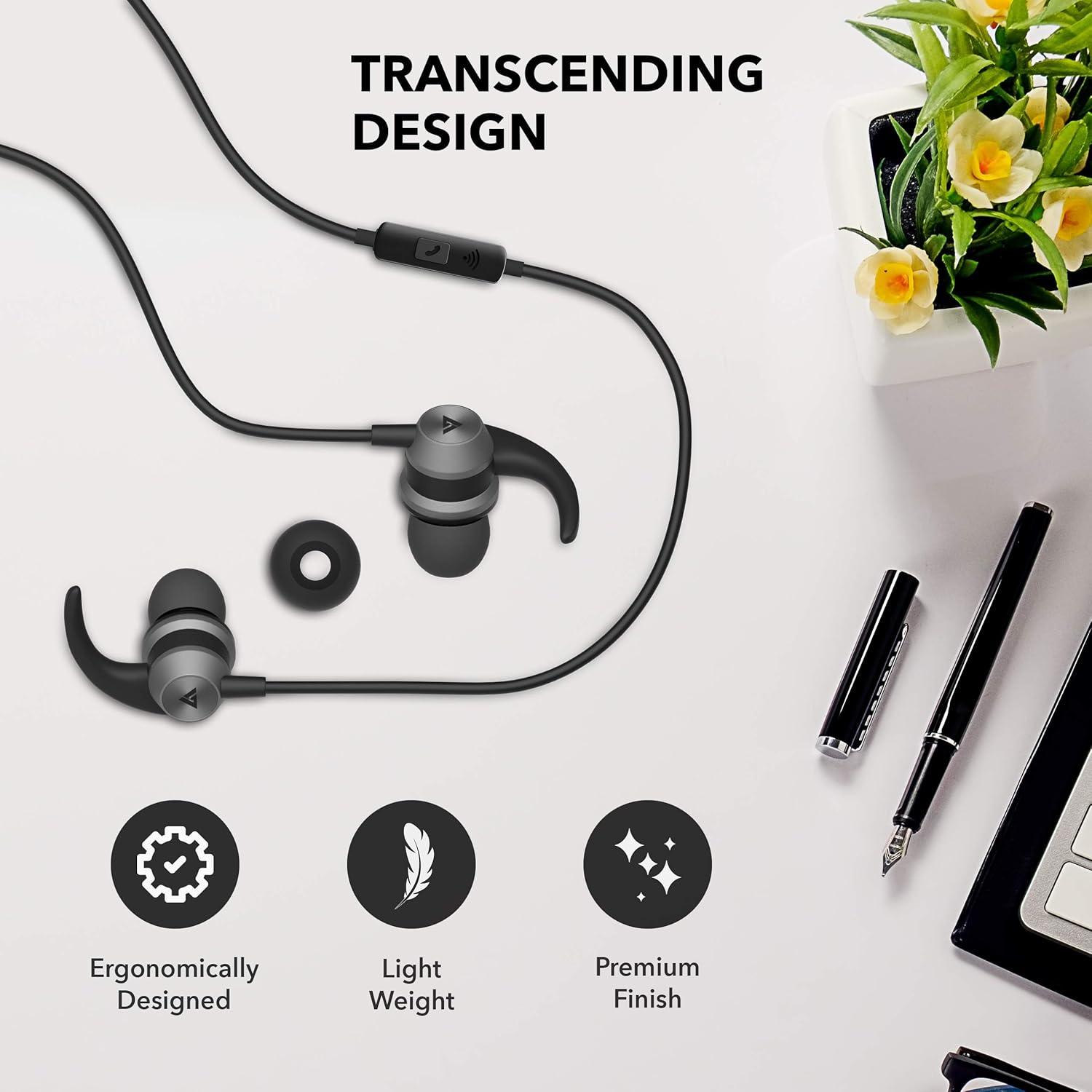 GOBOULT BassBuds X1 in-Ear Wired Earphones with 10mm Extra Bass Driver and HD Sound with mic (Black)