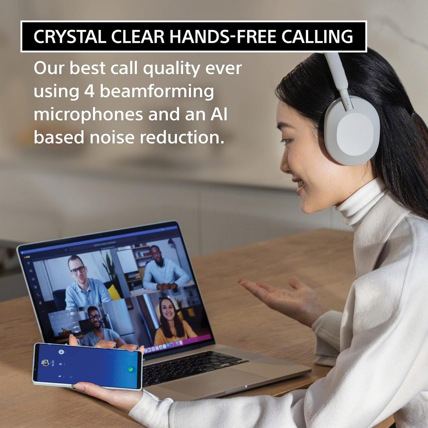 Sony WH-1000XM5 Best Active Noise Cancelling Wireless Bluetooth Over Ear Headphones with Mic for Clear Calling,Battery Life 30 Hours -Black