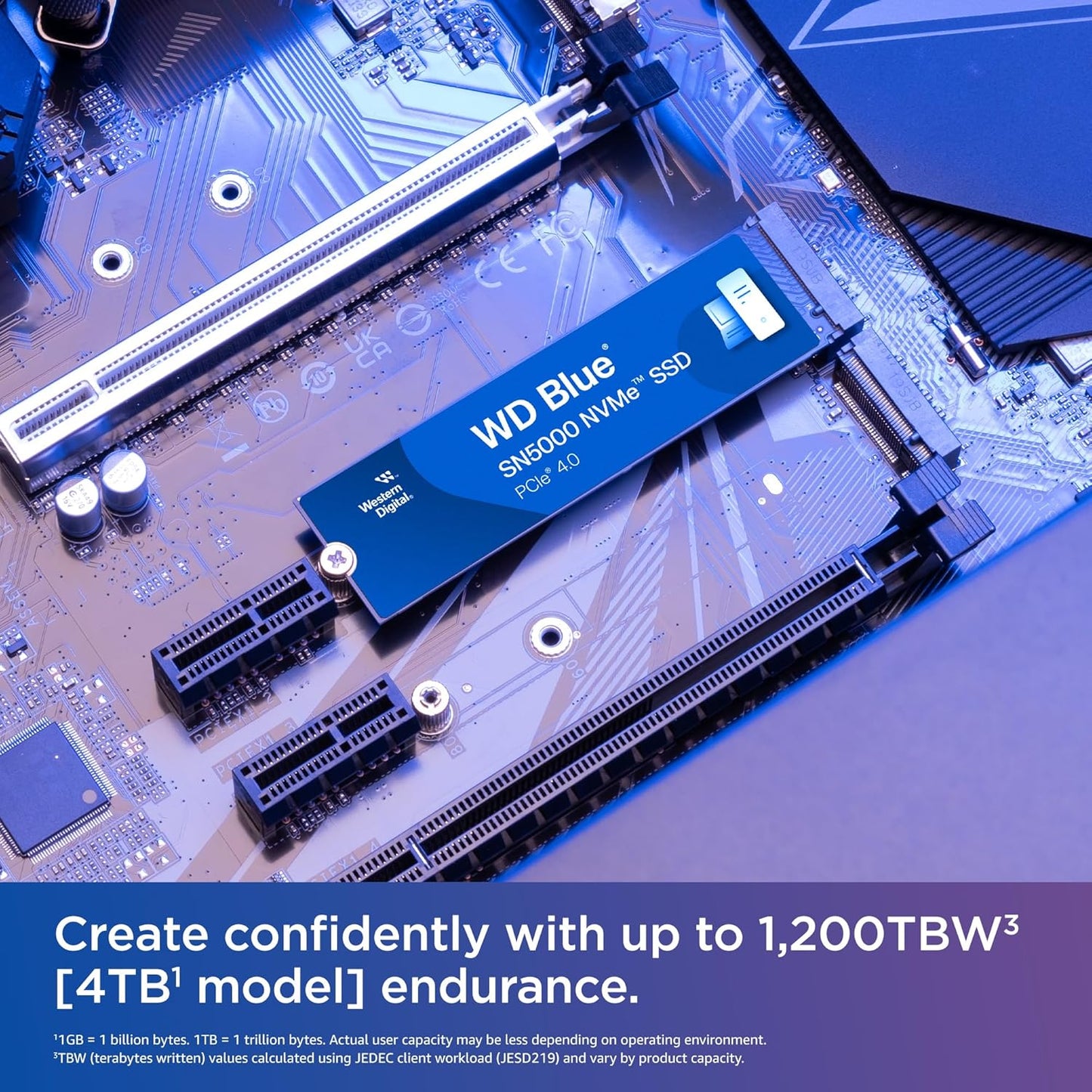 Western Digital WD Blue SN5000 NVMe 1TB, Upto 5150MB/s R, 4900MB/s W, 5Y Warranty, PCIe Gen 4 NVMe M.2 (2280), Gaming Storage, Internal Solid State Drive (SSD) (WDS100T4B0E)