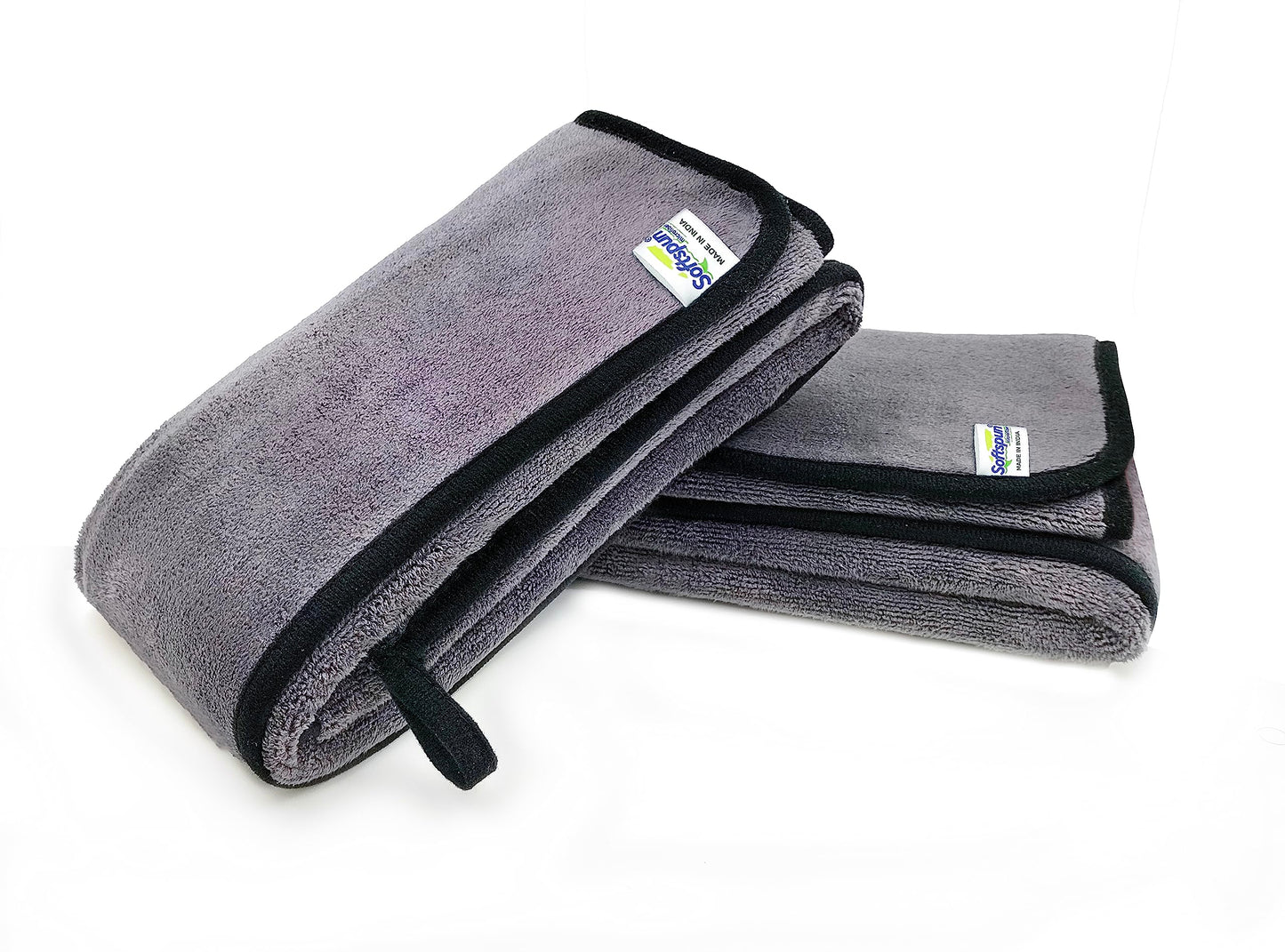 SOFTSPUN Microfiber Cloth - 4 pcs - 40x40 cms - 340 GSM Grey! Thick Lint & Streak-Free Multipurpose Cloths - Automotive Microfibre Towels for Car Bike Cleaning Polishing Washing & Detailing.