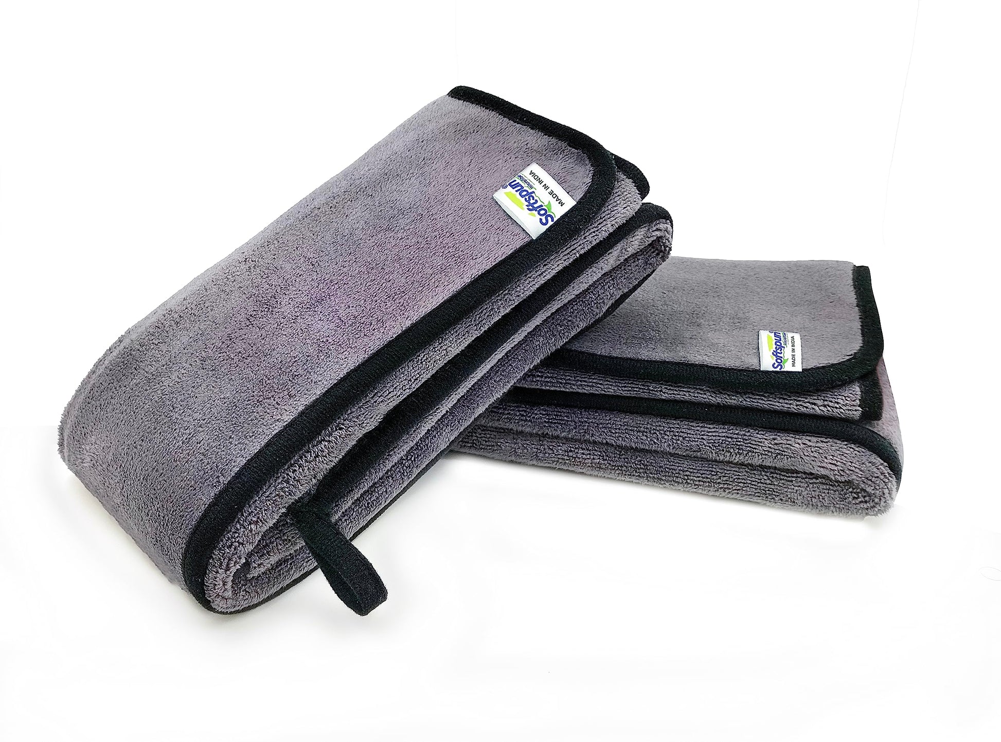SOFTSPUN Microfiber Cloth - 4 pcs - 40x40 cms - 340 GSM Grey! Thick Lint & Streak-Free Multipurpose Cloths - Automotive Microfibre Towels for Car Bike Cleaning Polishing Washing & Detailing.