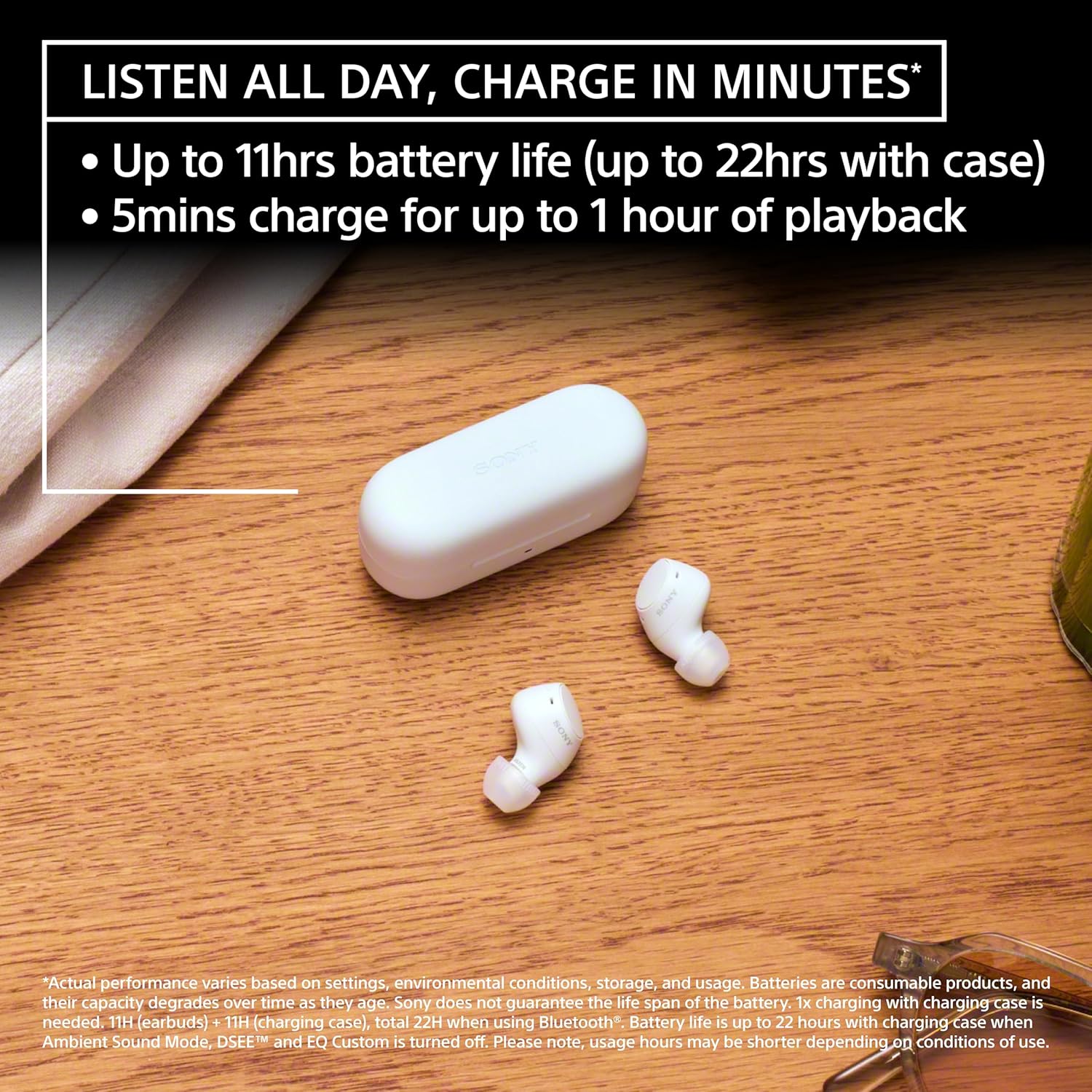 Sony WF-C510 Wireless Bluetooth Earbuds with Mic, TWS, in Ear, Ambient Sound Mode, Small and Comfortable, IPX4, Quick Charge, Multipoint Connectivity, Customized EQ, Up to 22 Hours Battery- Black
